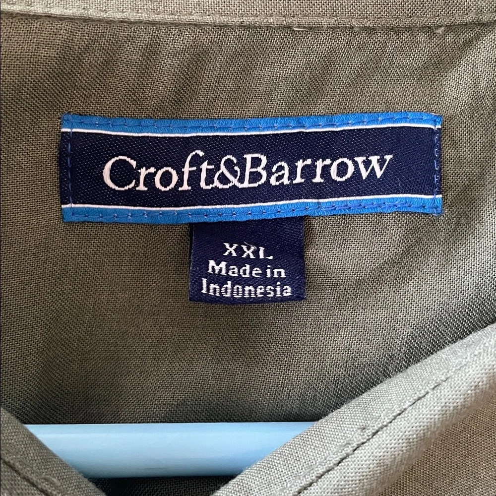 Croft & Barrow Olive Green Hawaiian Button down Mens Shirt. Size (XXL) - Picture 4 of 5